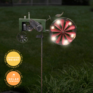 Red Tractor Solar Wind Spinner Garden Stake - 63"
