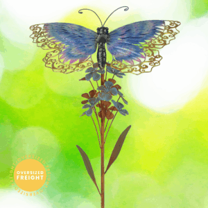 Shimmering Butterfly Balancer Garden Stake - Blue and Gold
