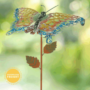 Shimmering Butterfly Balancer Garden Stake - Red and Blue