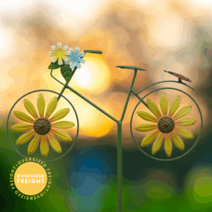 Sunflower Bike Wind Spinner Garden Stake - 45"