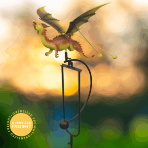 Small Yellow and Orange Dragon Balance Rocker Garden Stake