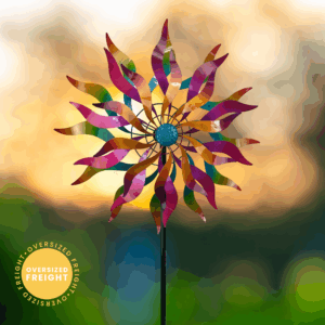 Multicolor Flame Wind Spinner Garden Stake -85"