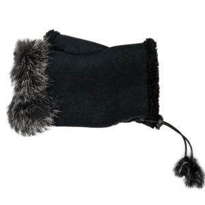 Faux Fur Texting Gloves - Black