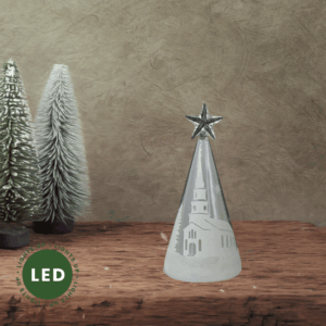 Light Up Christmas Tree Cone w/ Church Scene (Small)