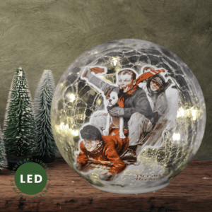 Norman Rockwell Crackle Glass Globe Lantern - Sled