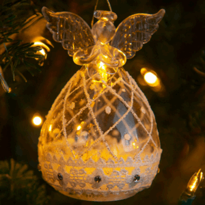 Light Up Angel Ornament w/ Jewels & Lace