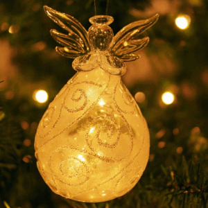 Light Up Angel Ornament w/ Snow Swirls