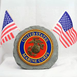 U.S. Marines Garden Stone with Flags - 10"