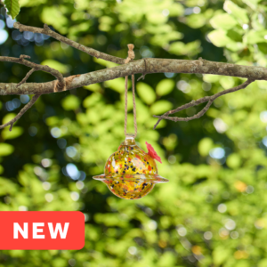 Yellow Planet Art Glass Hummingbird Feeder