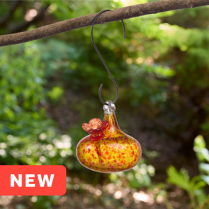 Teardrop Yellow Art Glass Hummingbird Feeder