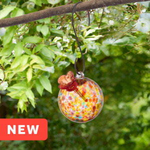 Round Multicolor Art Glass Hummingbird Feeder