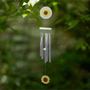 Whitewashed Sunflower Wind Chime - 31"