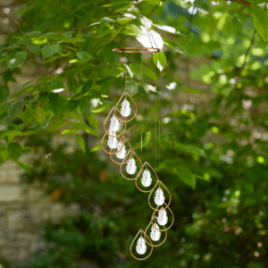 Copper Teardrop Spiral Suncatcher Chime Mobile - 35"