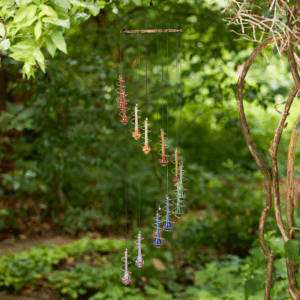 Rainbow Teardrop Spiral Suncatcher Chime Mobile - 32"
