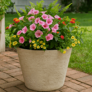 White Planter - faux Bark Finish