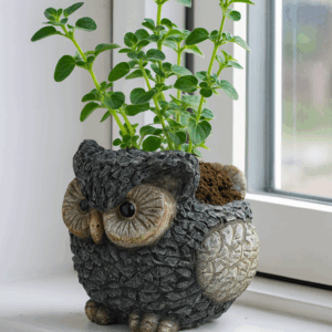 Mini Owl Planter w/ Faux Wood Finish