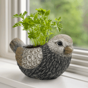 Mini Bird Planter w/ Faux Wood Finish