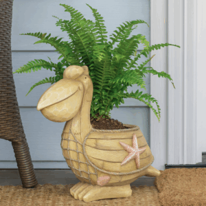 Nautical Pelican Planter - Faux Wood Finish