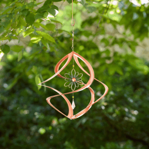 Copper Cosmix Garden Spinner wth Wire Flower - 14"