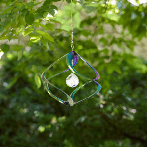 Rainbow Cosmix Garden Spinner with Crystal - 11"
