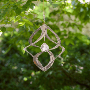 Chrome Cosmix Garden Spinner with Crystal - 11"