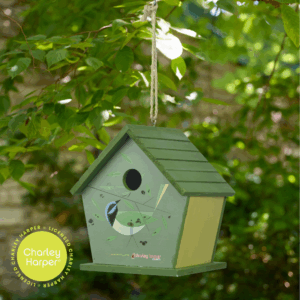 Charley Harper "Green Jay" Wooden Birdhouse - 1.25" opening