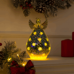 Light Up Standing Angel w/ Holographic Snowflake Detailing