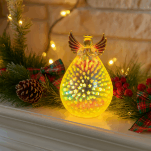 Light Up Standing Angel w/ Holographic Star Detailing
