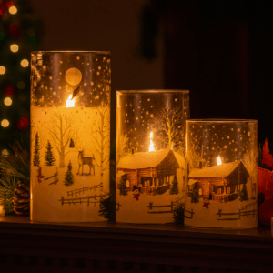LED Lanterns w/ Snowy Village Scene