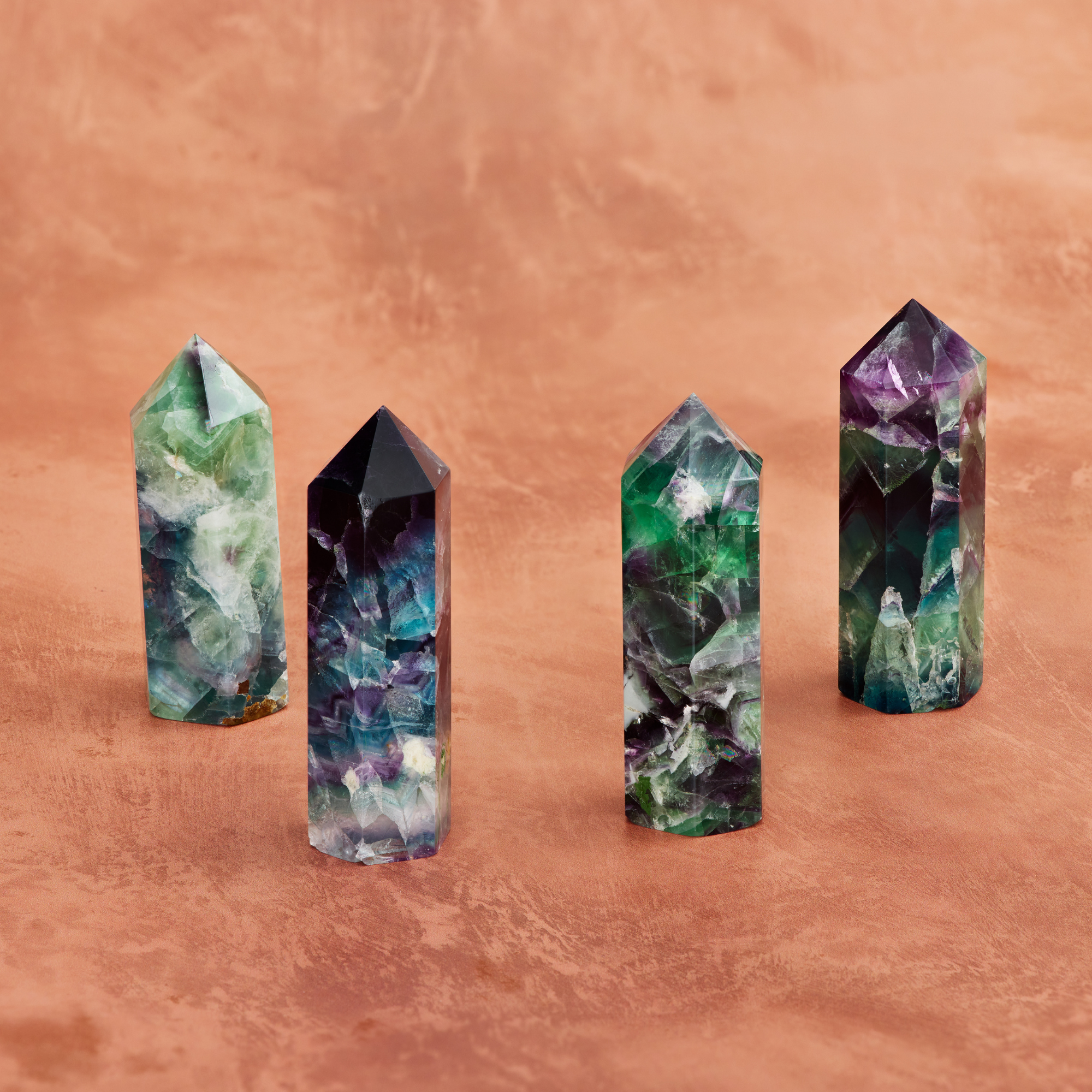 wholesale fluorite crystal towers hand carved