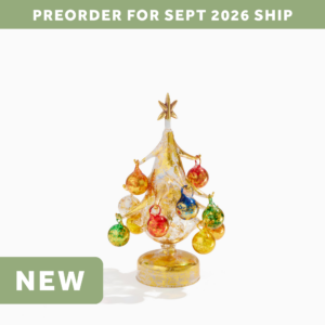 Gold LED Glass Tree with Ornaments (Small)