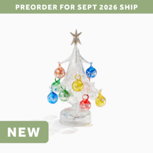 Silver LED Glass Tree with Ornaments (Small)