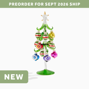 Mini Glass Christmas Tree w/Retro Ornaments