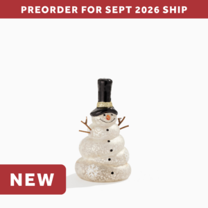 Mercury Glass LED Snowman w/Black Hat (Small)