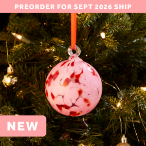 Pink & Red Art Glass Ball Ornament