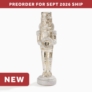 Silver Mercury Glass Glitter LED Nutcracker (Small)