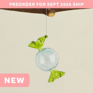 Blue and Lime Candy Glass Ornament