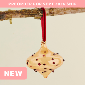 Peach Dot Drop Gem Glass Ornament