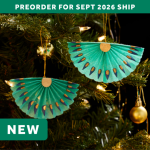 Silk Paper Fan Ornaments - Set of 2