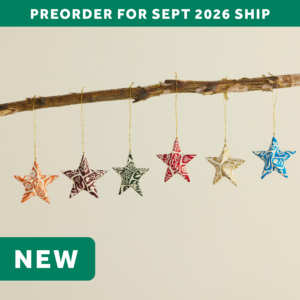 Classic Star Floral Jute Paper Ornament Assortment