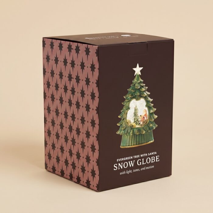 wholesale LED Evergreen Tree Musical Snow Globe w/Santa package for christmas gifting