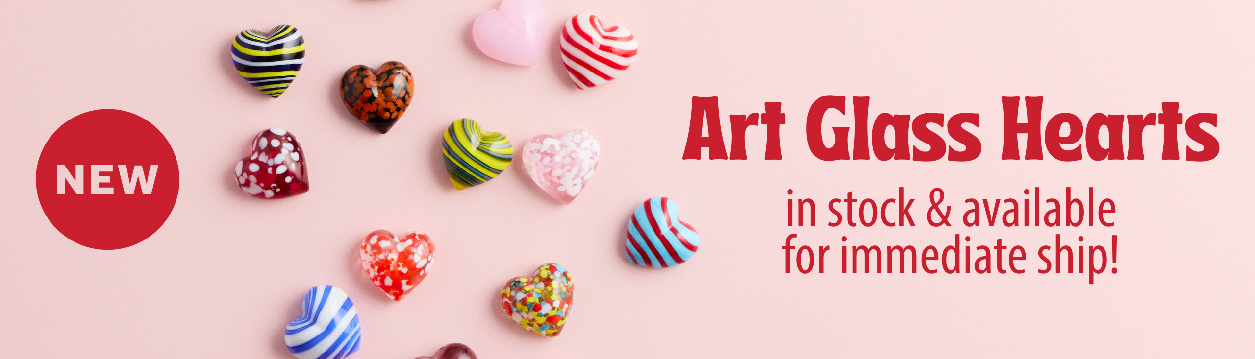 wholesale art glass hearts multicolor hearts on a pink background