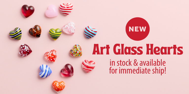 wholesale art glass hearts multicolor hearts on a pink background
