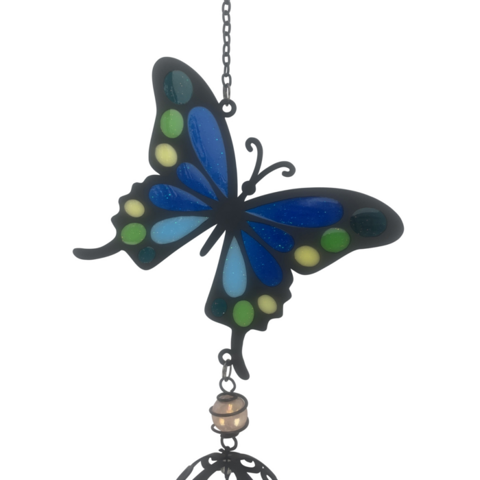 wholesale blue butterfly suncatcher windchime for gardens
