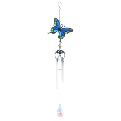wholesale blue butterfly suncatcher windchime for gardens
