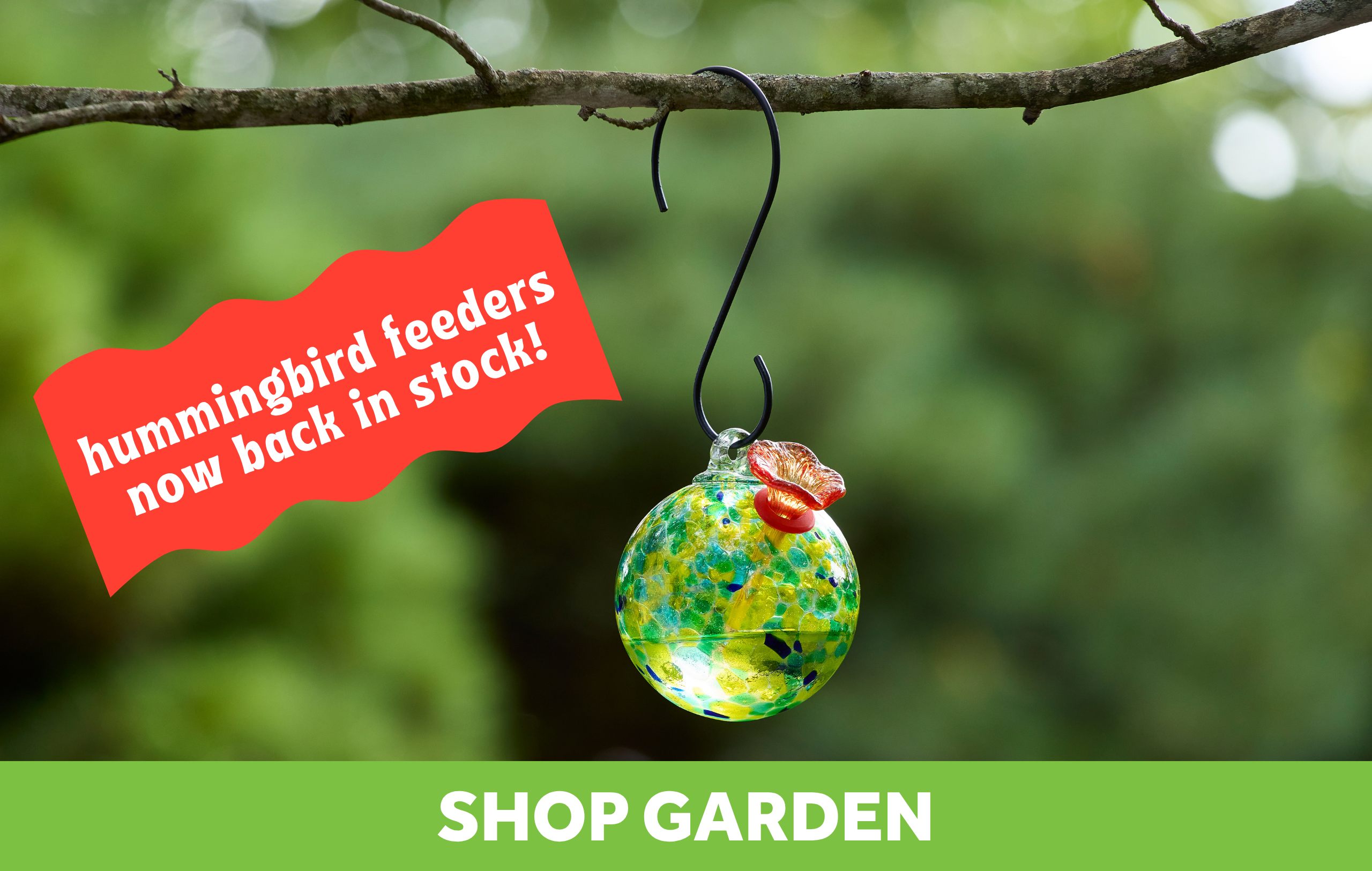 shop garden - hummingbird feeders now back in stock